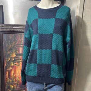 Wild Fable Teal and Navy Plaid Sweater